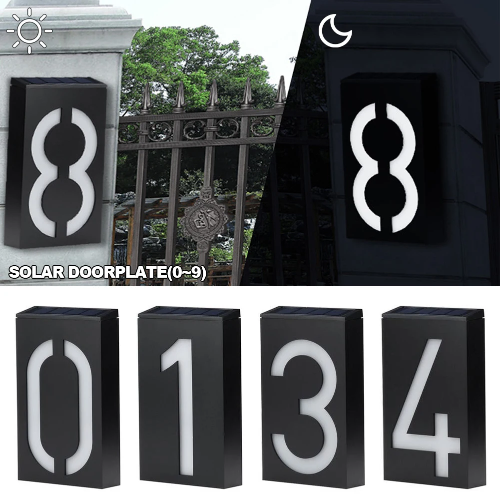 

Solar House Number Light Doorplate Address Sign Plate Apartment Number Outdoor Porch Lights With Solar Rechargeable Battery