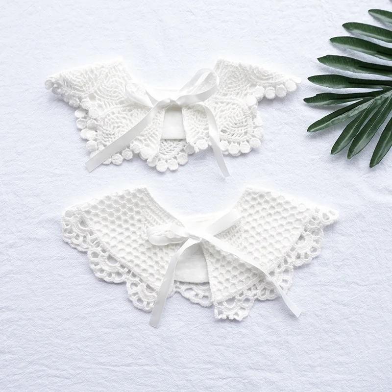 

Korean Style Toddler Kids Lace Floral Bibs Cute Hollow Out False Collar Children Clothes Accessiory Pure Color Baby Girls Cotton