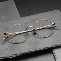 pure titanium glasses frame men japanese handmade round eyeglasses ultralight 7g women prescription optical eyewear gafas kmn116