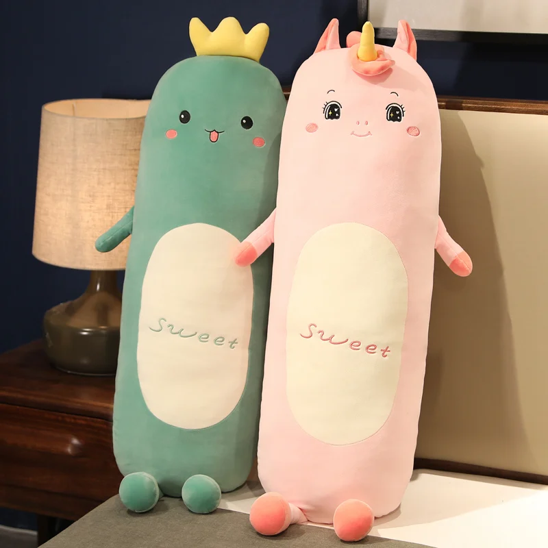

Nice Giant Kawaii Plush Stuffed Boyfriend Long Pillow Cartoon Animals Unicorn Dinosaur Toys Bed Sleep Cushion for Children Gift
