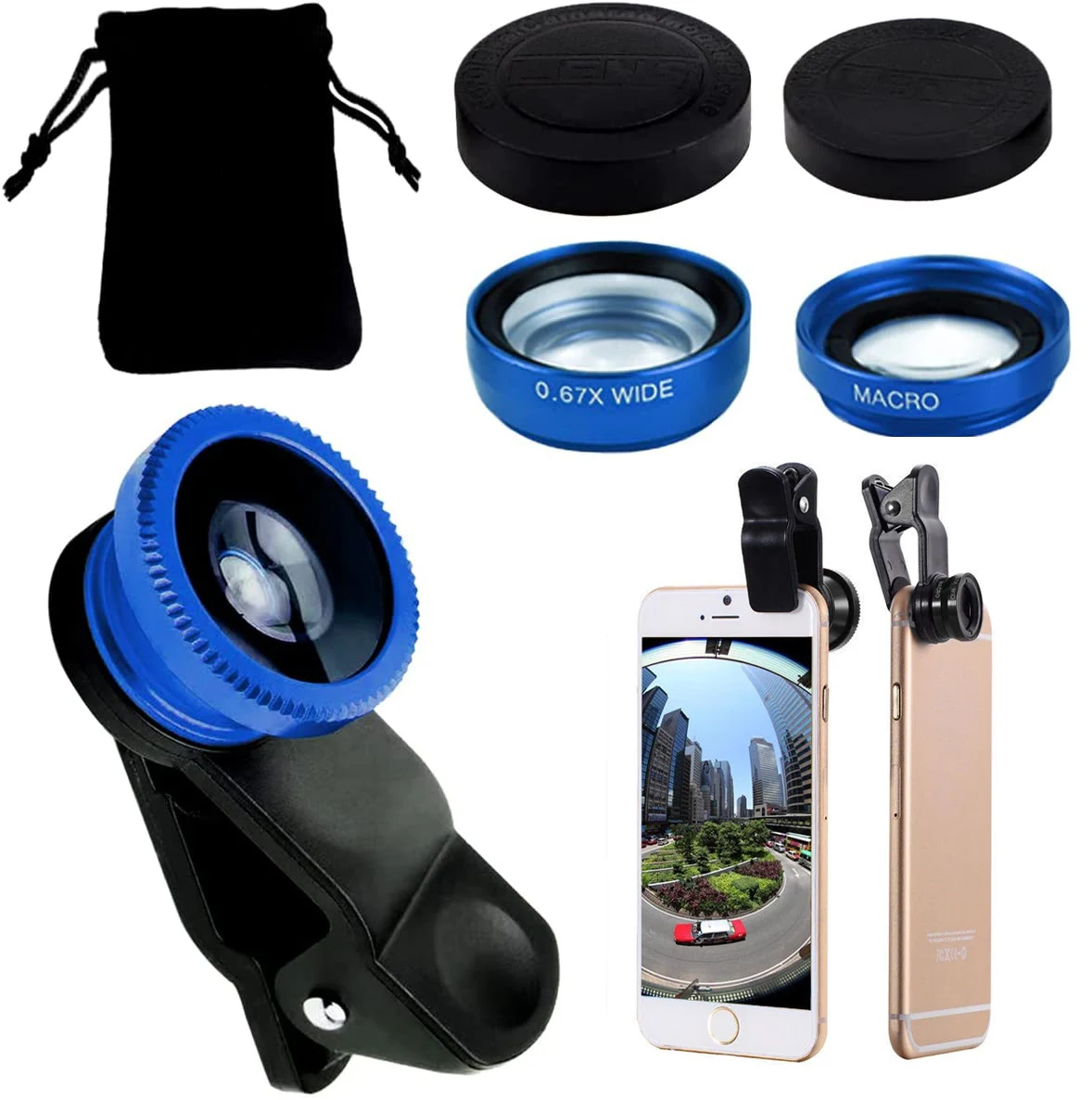 

3 in 1 Fisheye Wide Angle Micro Camera Lens for iPhone Xiaomi Redmi 3IN1 Zoom Fish Eye Len on Smartphone Lenses with Phone Clip