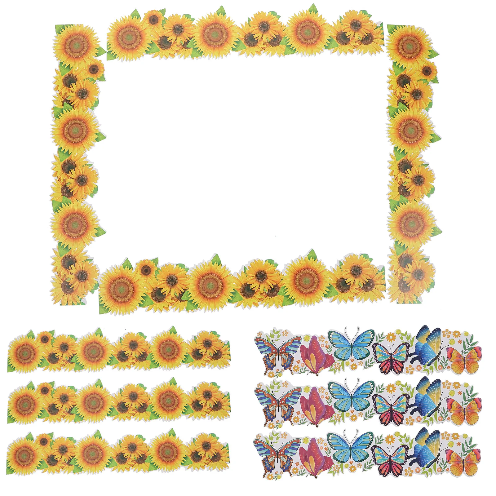 

20 Sheets Bulletin Board Border Paper Replaceable Trim Accessory Makeup Stickers Classroom Borders Decor Sunflower Accessories