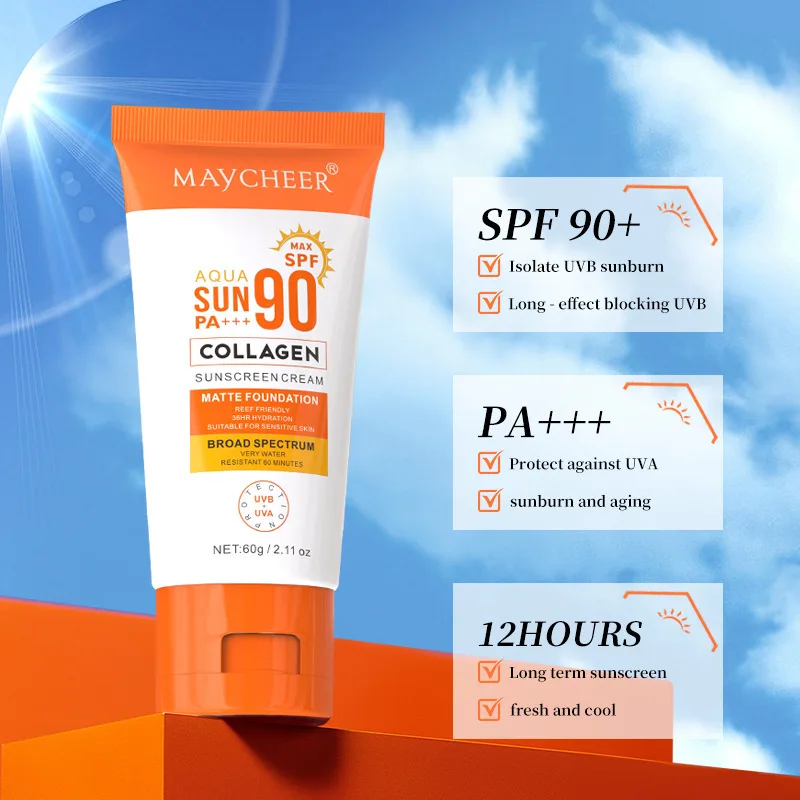Фото MAYCHEER SPF90+ Ультрасолнцезащитное молочко для лица, летний экран UVA/UVB, легкий и нежирный увлажняющий лосьон №1