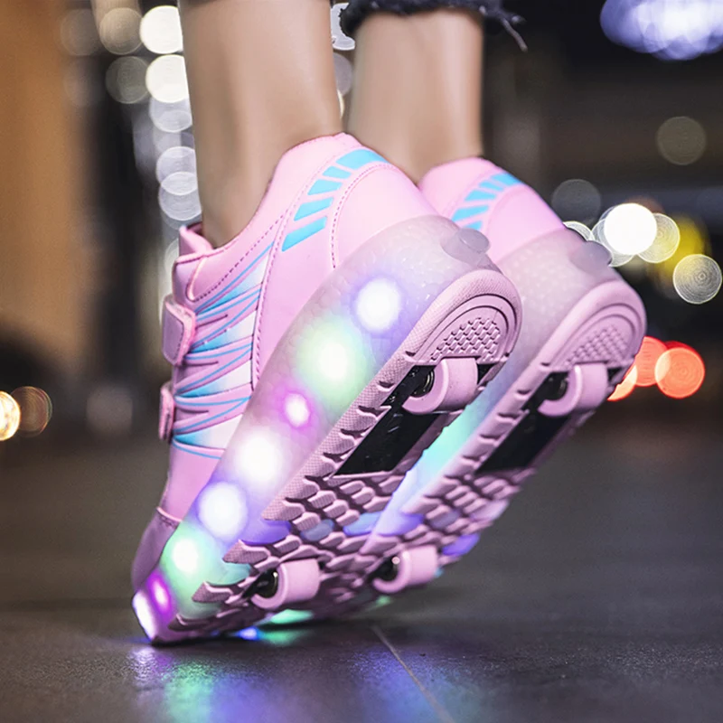

2 Wheels Shoes Roller Skates Glowing Lighted LED Children Boys Girls Kids New Fashion Luminous Sports Boots Casual Sneakers