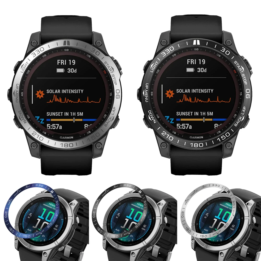 Фото Модный стильный чехол с кольцом безеля для Garmin Fenix 8 7X 7 47/51 мм Tactix Smartwatch с металлическим каркасом, клейкий защитный чехол Epix Pro №1
