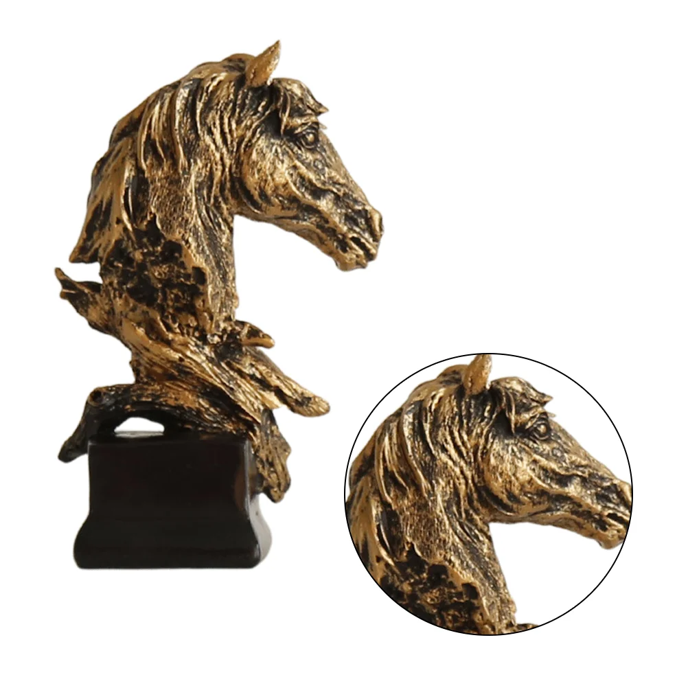 

Horse Head Home Decor Resin Statue Crafts Animal Ornament Sculpture Adornment Statues Accents Shelf Figurine Mini Figurines