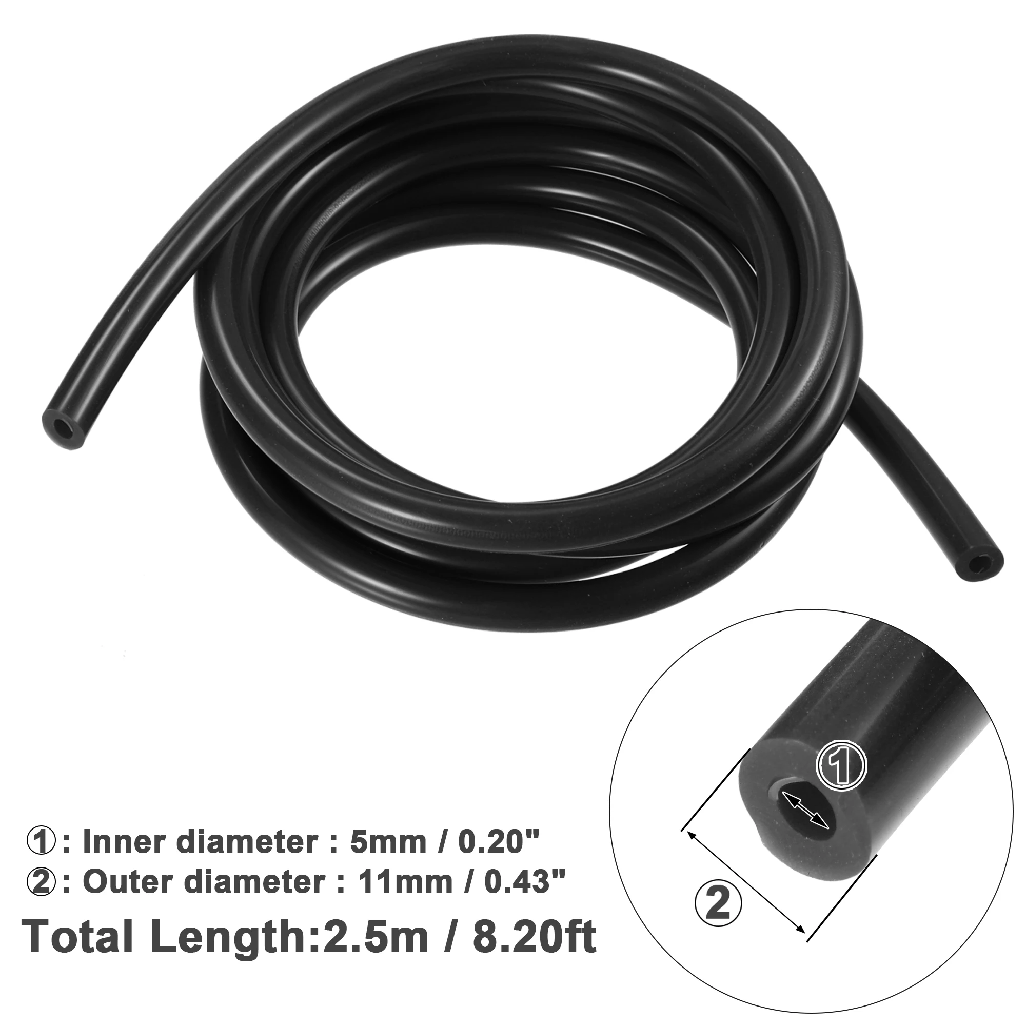 

UXCELL ID 3 мм 4 мм 5 мм 10 мм силиконовый вакуумный шланг, универсальный силиконовый шланг, Толщина стен 3 мм 1 м до 5 м, длина черный