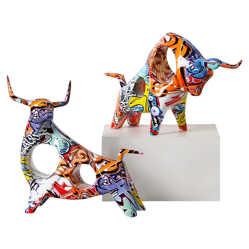 

Home Decor Creative Cattle Statue Nordic Modern Figurine Living Room Office TV Cabinet Decorative Home Decoration Accessories