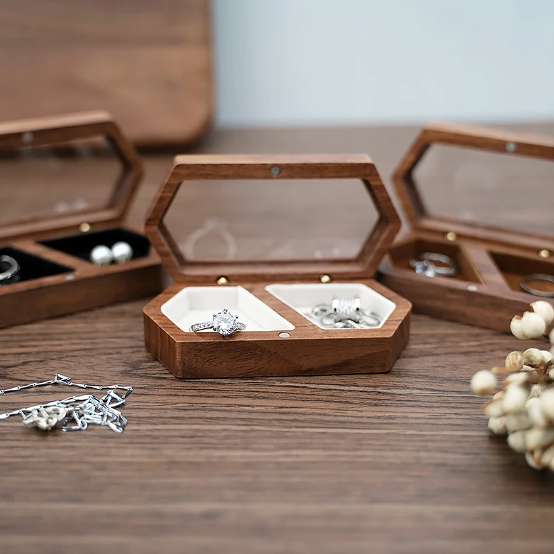 

1PC Wood Jewelry Box Travel Organizer Necklace Earring Ring Storage Gifts Bead Case 100*50*28mm 4 Colors New Hot Sale