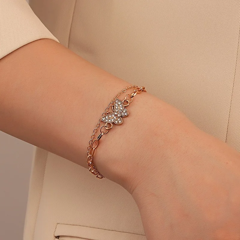 

Fashion Butterfly Pendant Charm Chains Creative Metal Multilayer Bracelets for Women Jewelry 2022 Bijoux Pulseiras Feminina
