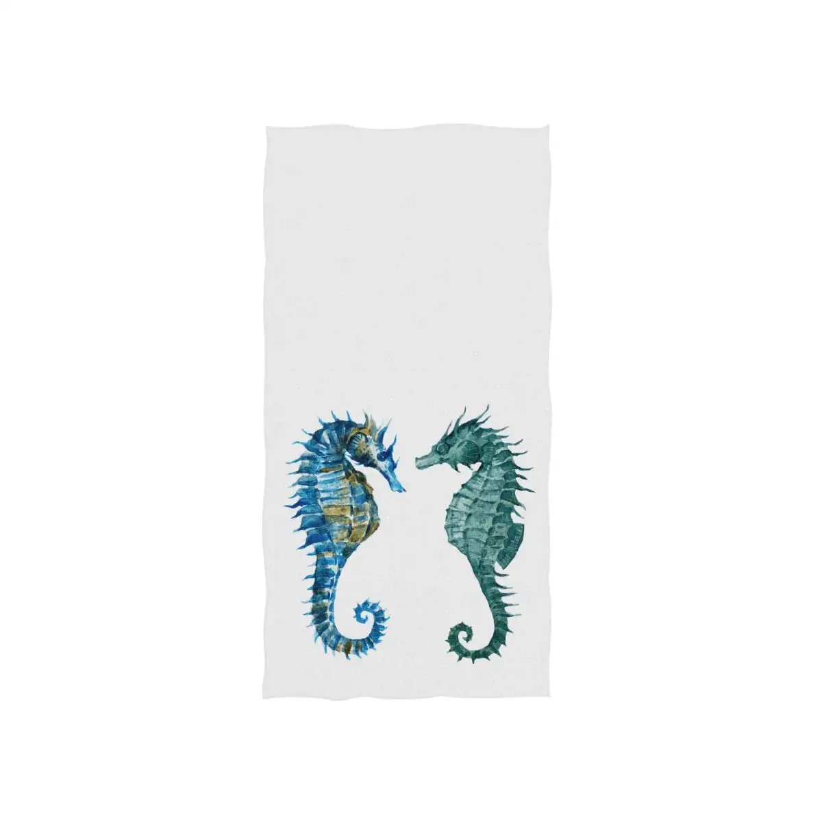

Blue Seahorse Beach Towel Blue Seahorse Couple Marine Sea Life White Soft Absorbent Towels Multipurpose for Bathroom Hotel Gym