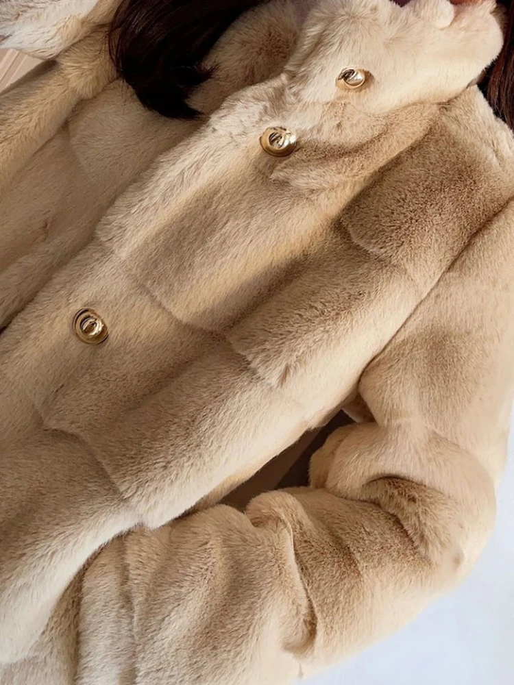 UCXQ Элегантное женское пальто из искусственного меха нежное свободное