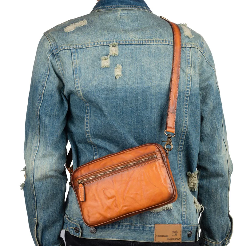 Мужская кожаная сумка-мессенджер на плечо кошелек