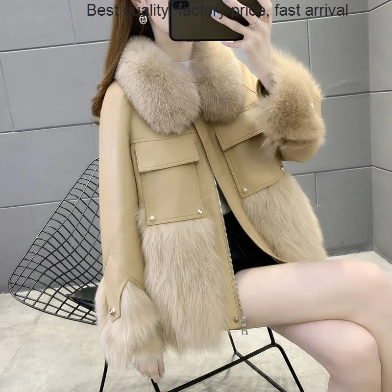 High quality luxury brand Fox women's sheep coat short autumn 2023 new Korean fashion fur