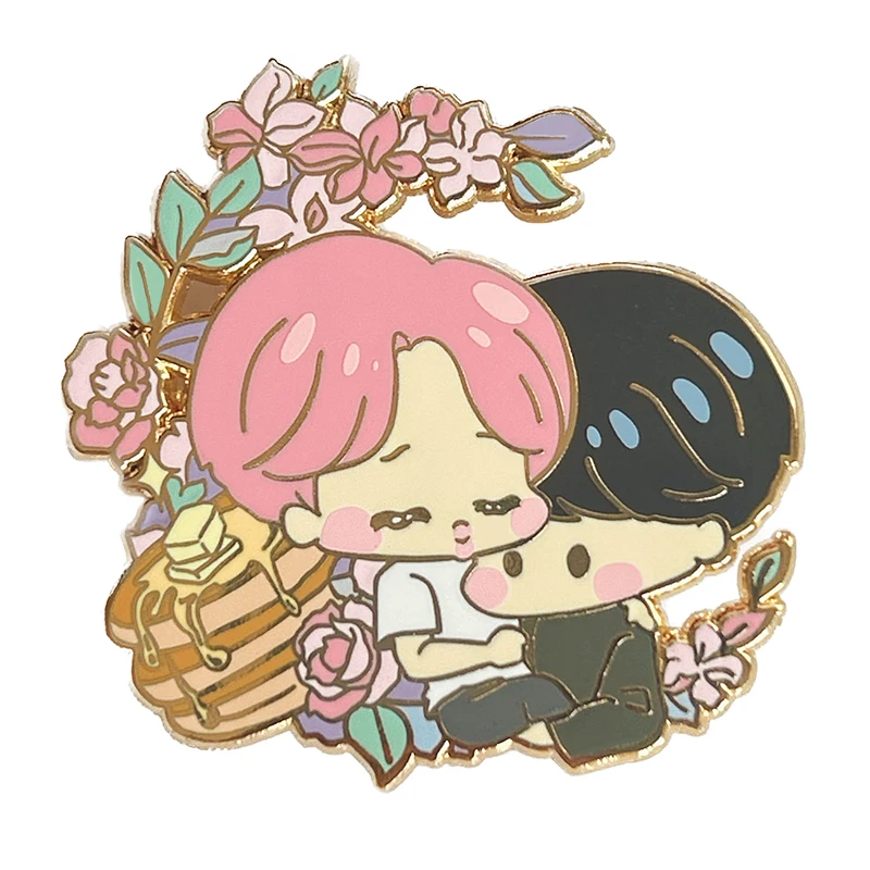 

Персонализированные милые Мультяшные персонажи заколка на лацкан красивая розовая роза Колыбель фон жесткая эмаль фотоэлемент для подарка