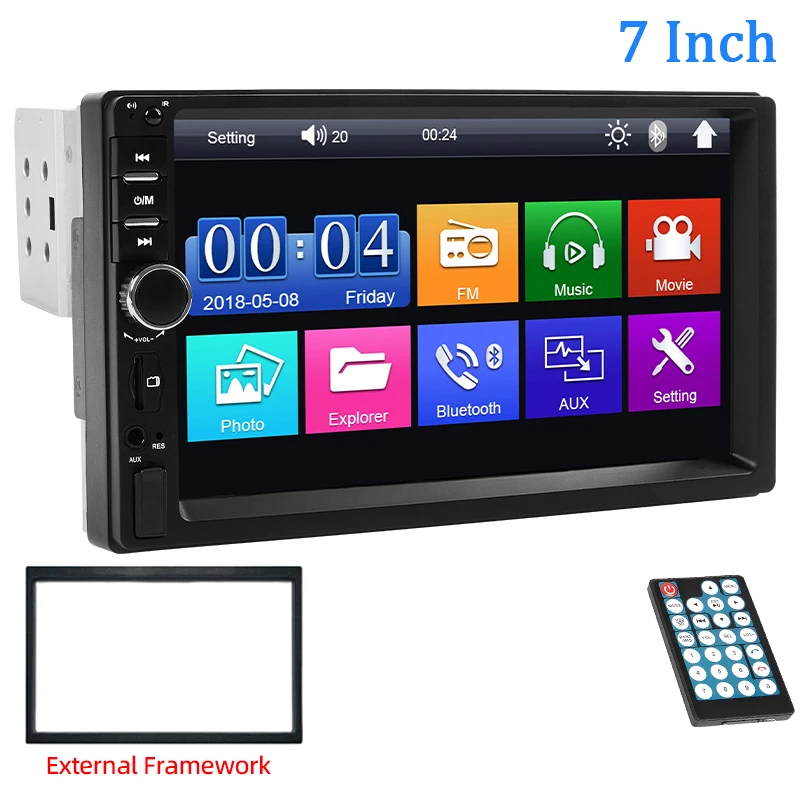 

Автомагнитола Hippcron 1 Din С Bluetooth, Мультимедийный Плеер, 7-дюймовый Сенсорный Экран, MP5, FM, Дополнительный USB-вход