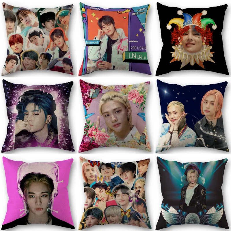 

Stray Kids Hwang Hyunjin I.N Pillowcase Bedroom Home Decorative Cover 45x45cm Square Pillow Cases Cotton Linen Fabric No Fade