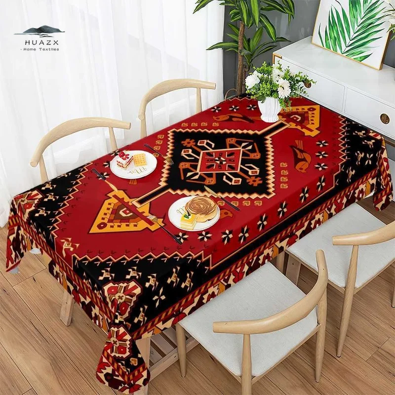 

Christmas Red Tablecloth Christmas Picnic Printing Waterproof Coffee Table Cloth for Kitchen Home Decoration Table Cover Mat