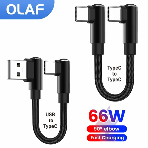 Короткий кабель USB C 0,25 м/0,5 м, кабель типа C, локоть для быстрой зарядки, кабель для передачи данных USB A/C To Type C для Iphone15 16 Samsung Power Bank
