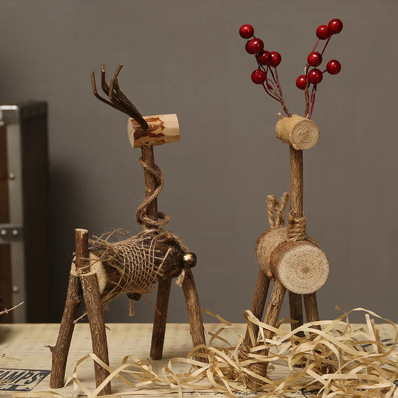 

Деревянное украшение для пары оленей, украшение для дома, мини-украшение для окна в прихожую