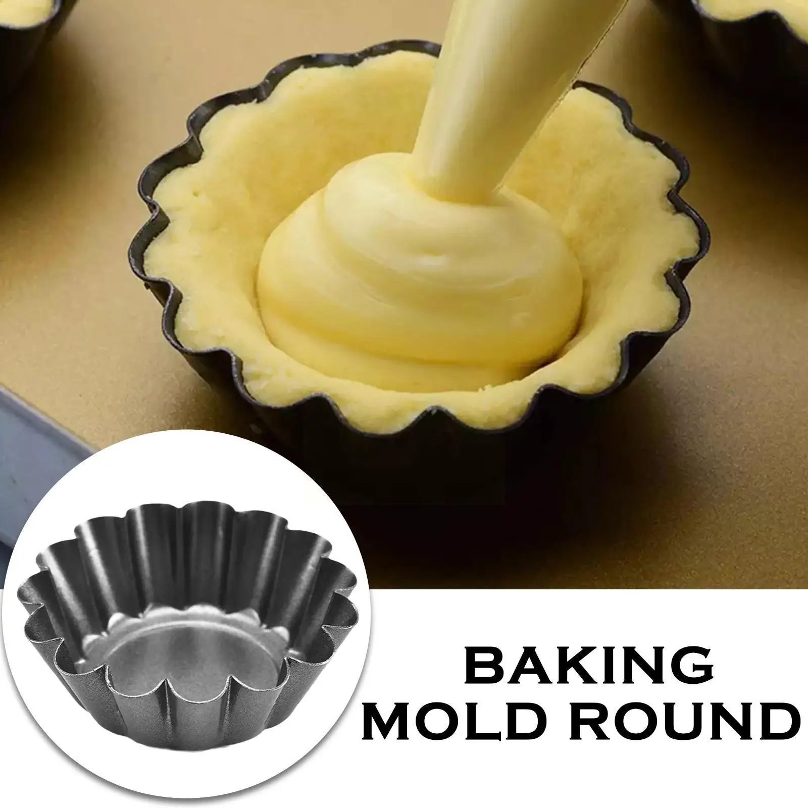 

1pc Non-stick Tart Molds Reusable Mini Quiche Pan Egg Pastry Tools Mould Baking Pudding Tart Cup Carbon Cakes Cupcake Steel J4t6