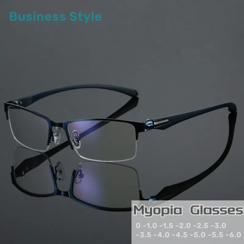 

Half Frame Myopia Glasses Men Business Comfortable Prescription Eyewear TR90 Near-sight Eyeglasses Diopter 0 To +4.0