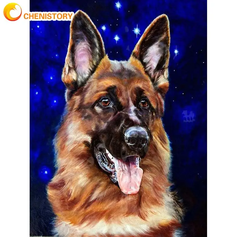 

CHENISTORY Full Square/Round Diamond Embroidery German Shepherd Dog 5d Diamond Mosaic Painting Diy Handworks Pictures For The Ho