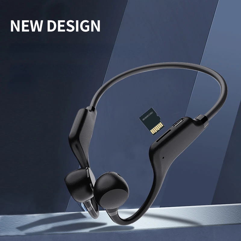 Беспроводные наушники Bluetooth с крючком для ушей, водонепроницаемые, с микрофоном, TWS, басом, HiFi стерео, поддержка MP3 и SD карты.