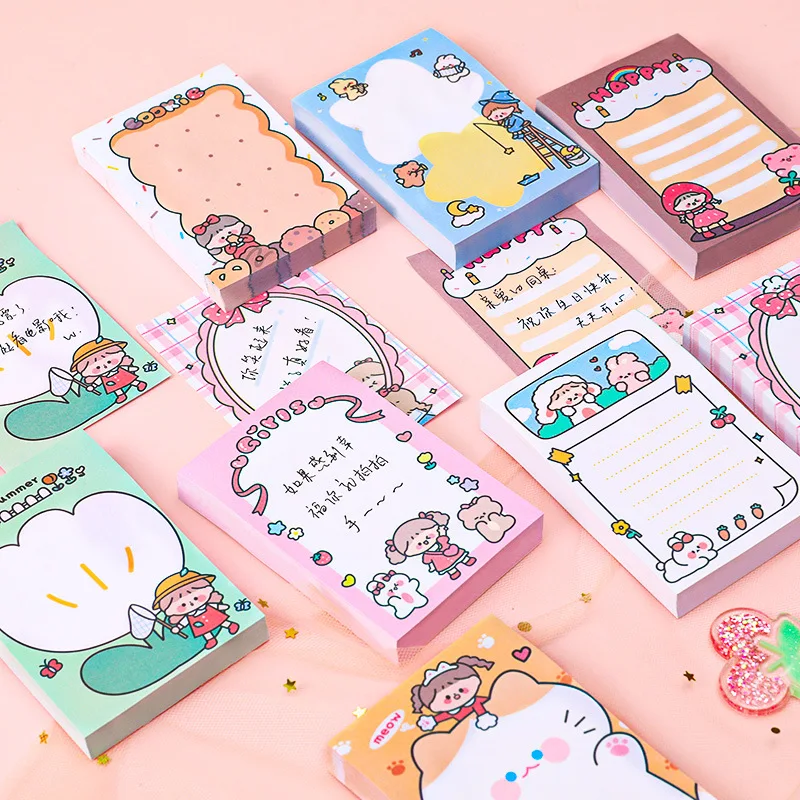 

80pcs Cartoon Animal Girl Sticky Note Cute Memo Pad Girl Memo Note Pad Office Stationery Sticky Tabs School Supplies Stationery