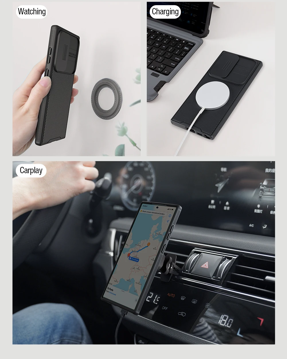 Nillkin for Samsung Galaxy S23 Ultra, CamShield Pro Magnetic Casewith Slide Camera Cover Protector PC+TPU Cover