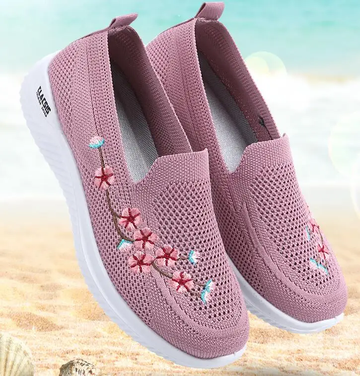 

Женские дышащие кроссовки с цветочным принтом, удобная мягкая однотонная модная женская обувь, легкая обувь для женщин