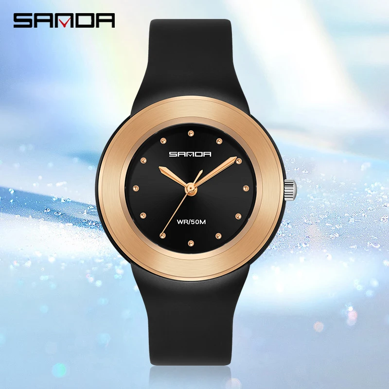 SANDA New Fashion Women Luxury Personality Quartz Watch Stainless Steel Rose Gold Case 50M Waterproof Clock Zegarek Damski 3119