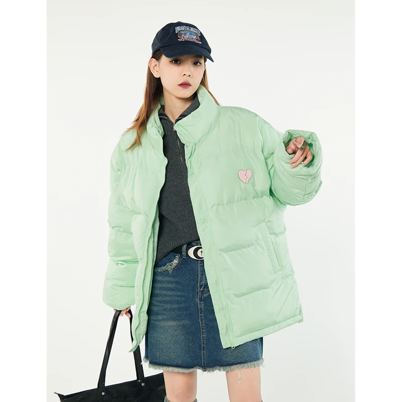 Women Green Down Jacket Stand Collar Coat Korean Fashion Leisure Waterproof Thicken Warm Feather Duck Down Female Winter Outwear