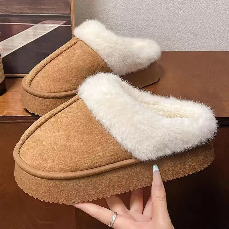 Women's Fur Snow Slippers Winter Fashion Home Plush Sho