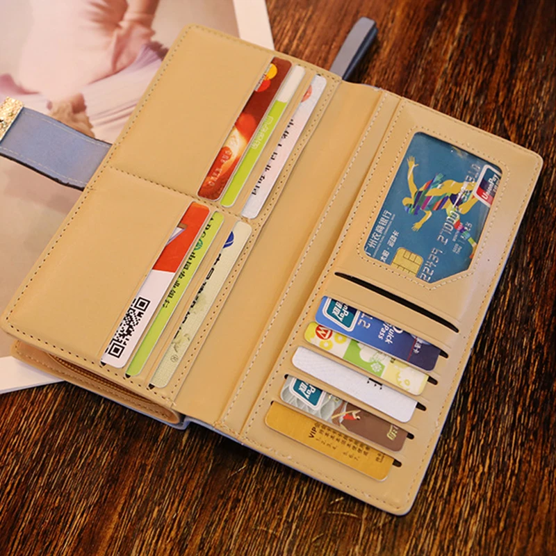 Women Purses PU Leather Wallets Female Long Wallet Gold Hollow Leaves Pouch Handbag for Women Coin Purse Card Holders Clutch