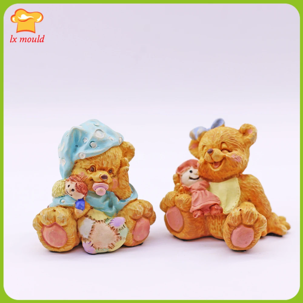 

LXYY New 3D Teddy Bear Candle Silicone Fondant Mould Cake Topper Sugarcraft Chocolate Soap Mold