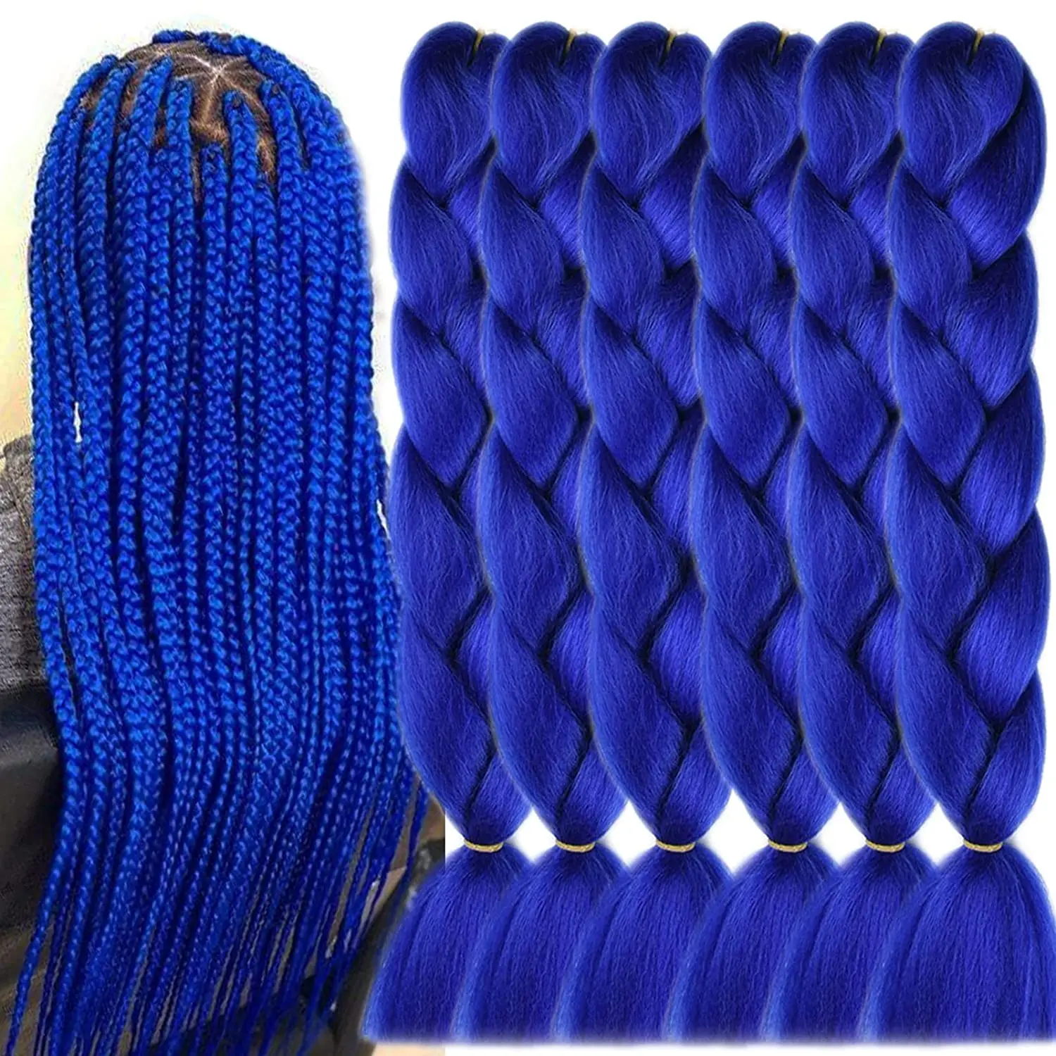 

Ombre Color Synthetic Hair Braids Pre Stretched Wholesale Jumbo Braiding Hair Extensions Blue Pink Purple 100g/pcs 24Inch