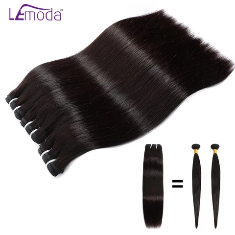 Натуральные необработанные человеческие волосы Lemoda, 15 А, искусственные прямые волосы, 30, 32 дюйма, 1/3/4 шт., натуральные черные