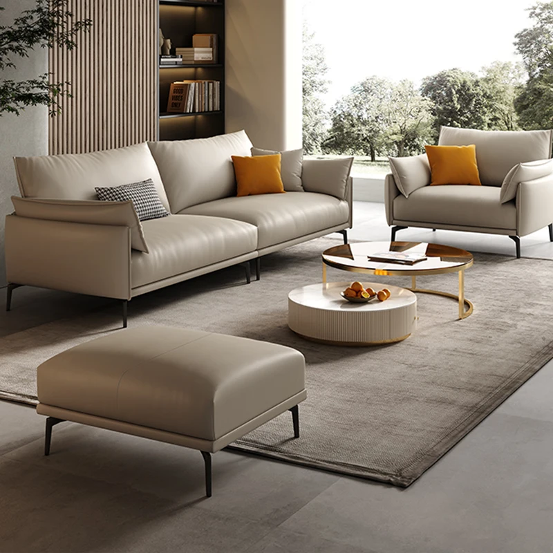 skórzanym fotelem 3-osobowa minimalistyczna sofa do salonu dla dorosłych leniwa prosta miękka podłoga Divani Soggiorno dom umeblowanie