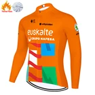 Зимний флисовый горный джерси Euskaltele Euskadie, мужской трикотаж для зимы, Мужской велосипед