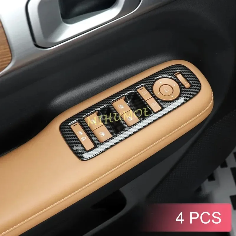 

Панель переключателя для дверей и окон автомобиля из углеродного волокна, отделка для 2024 2025 Hyundai Santa Fe