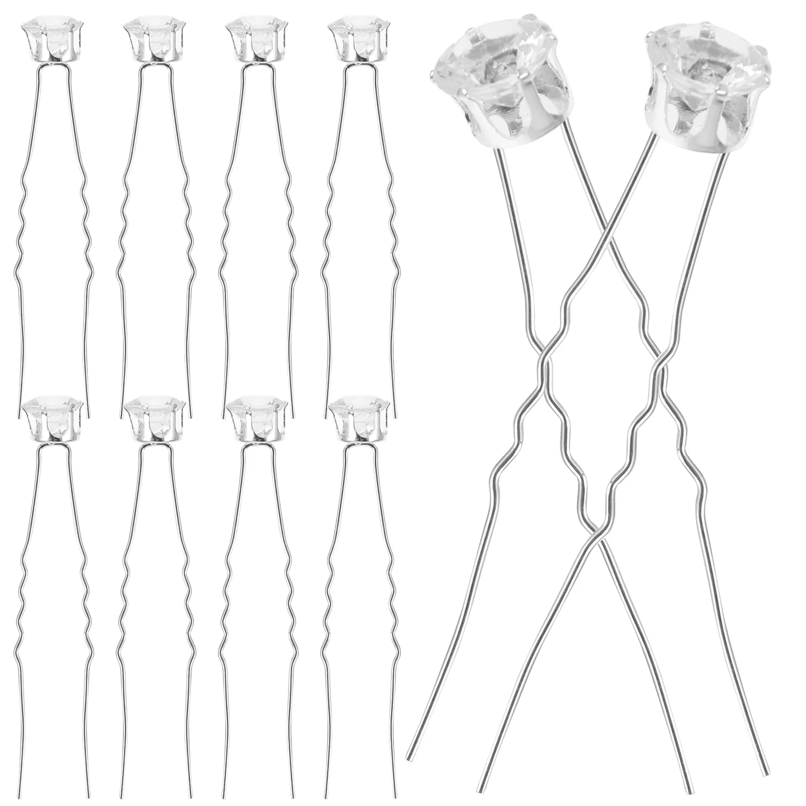 

10pcs U shaped Hair Stick Hair Rhinestone Accessory Delicate Updo Decor