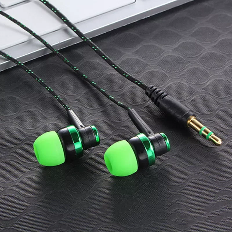 

Hot Sales For Laptop Smartphone Gifts Earphone Stereo In-Ear 3.5mm Nylon Weave Cable Earphone Headset With Mic