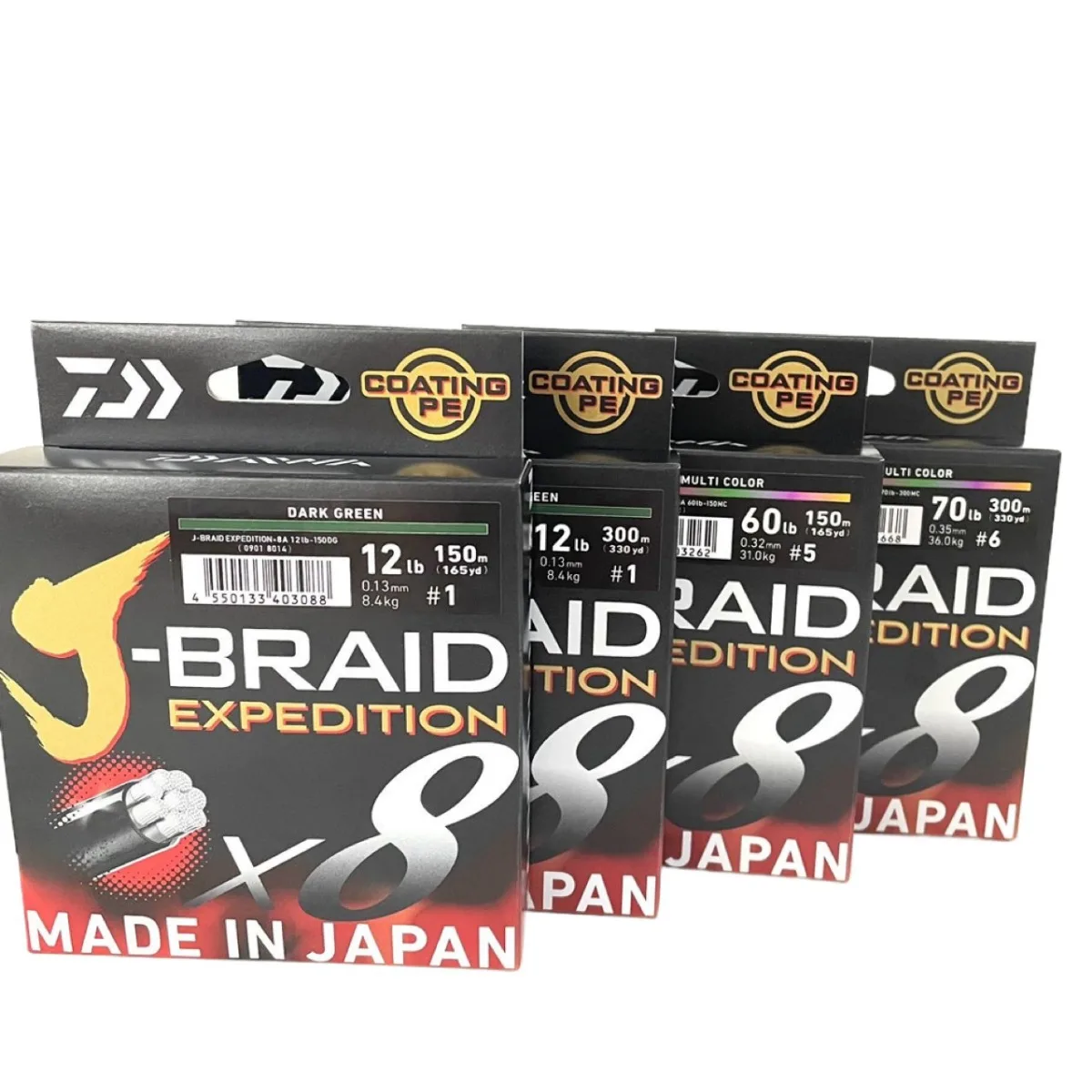2024 DAIWA J BRAID X8 экспедиция темно-зеленая/многоцветная/оранжевая 150 м/300 м