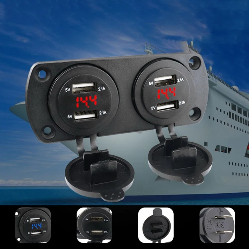 

Dual 4.2A USB Outlet Power with LED Voltage Display USB Charger Socket Fast Charging Panel for 12V-24V Car Boat