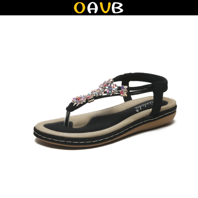 

Женские сандалии OAVB на плоской подошве, праздничная Женская Цветочная обувь, пляжные удобные этнические богемные сандалии, женская обувь для женщин 2023