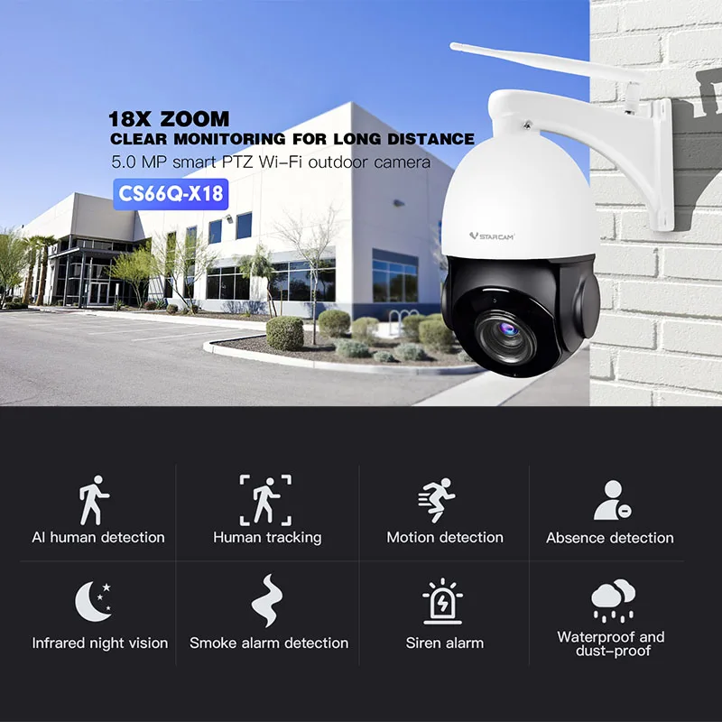 

Vstarcam 4MP PTZ IP Camera Outdoor 18X Optical ZOOM Waterproof Speed Dome WIFI Camera Color IR 50M P2P CCTV Security Audio Cam