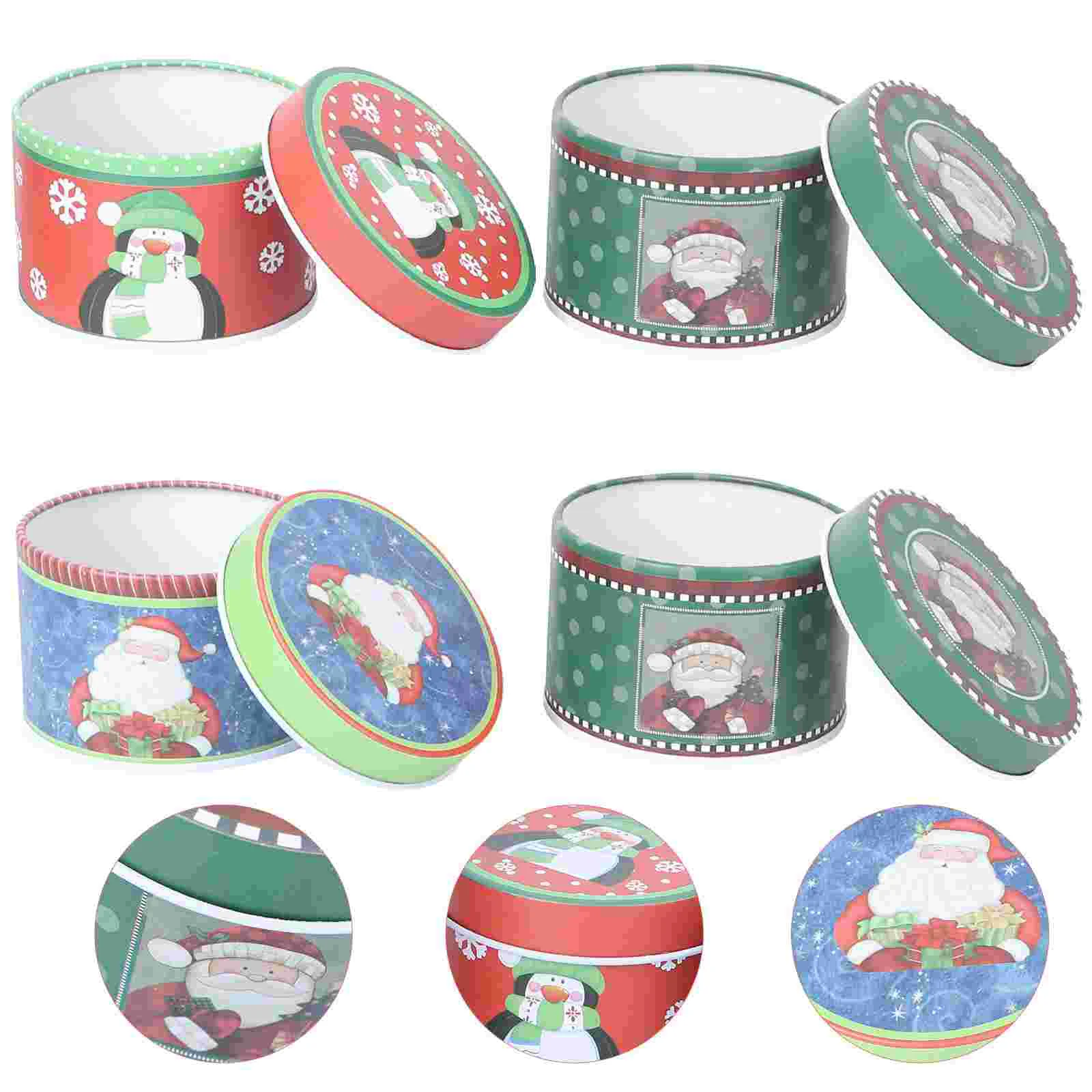 

4 Small Gift Tins Christmas Cookie Jar Christmas Gift Wrapping Box Cookie Container for Gift Giving