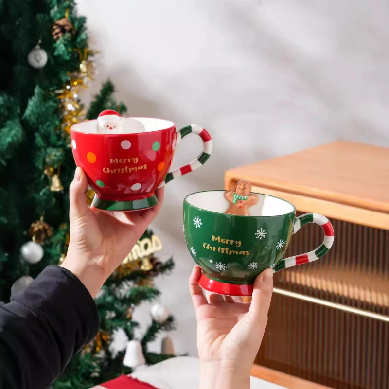 Рождественская кружка милый пряничный человечек керамическая чашка для воды