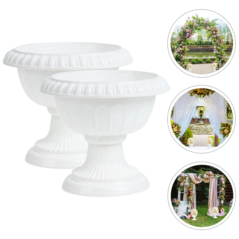 

2 Pcs White Home Decor Pot Decorative Flowerpot Front Door Holder Vintage